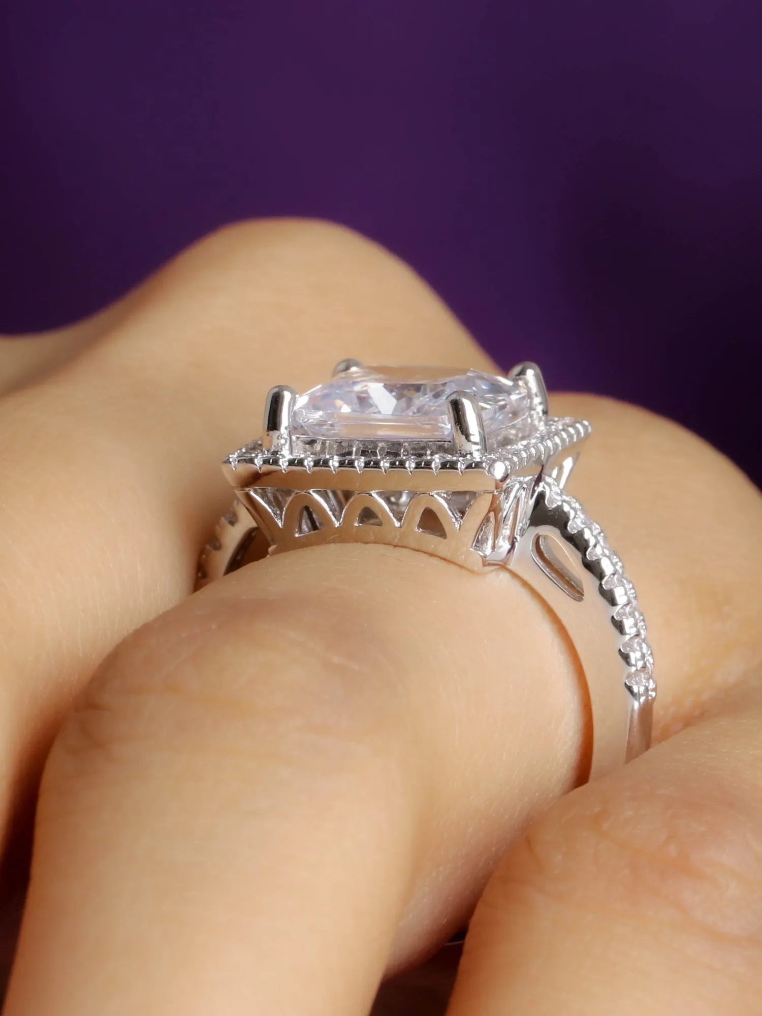 Princess Cut 3.5 Carat American Diamond Party Ring