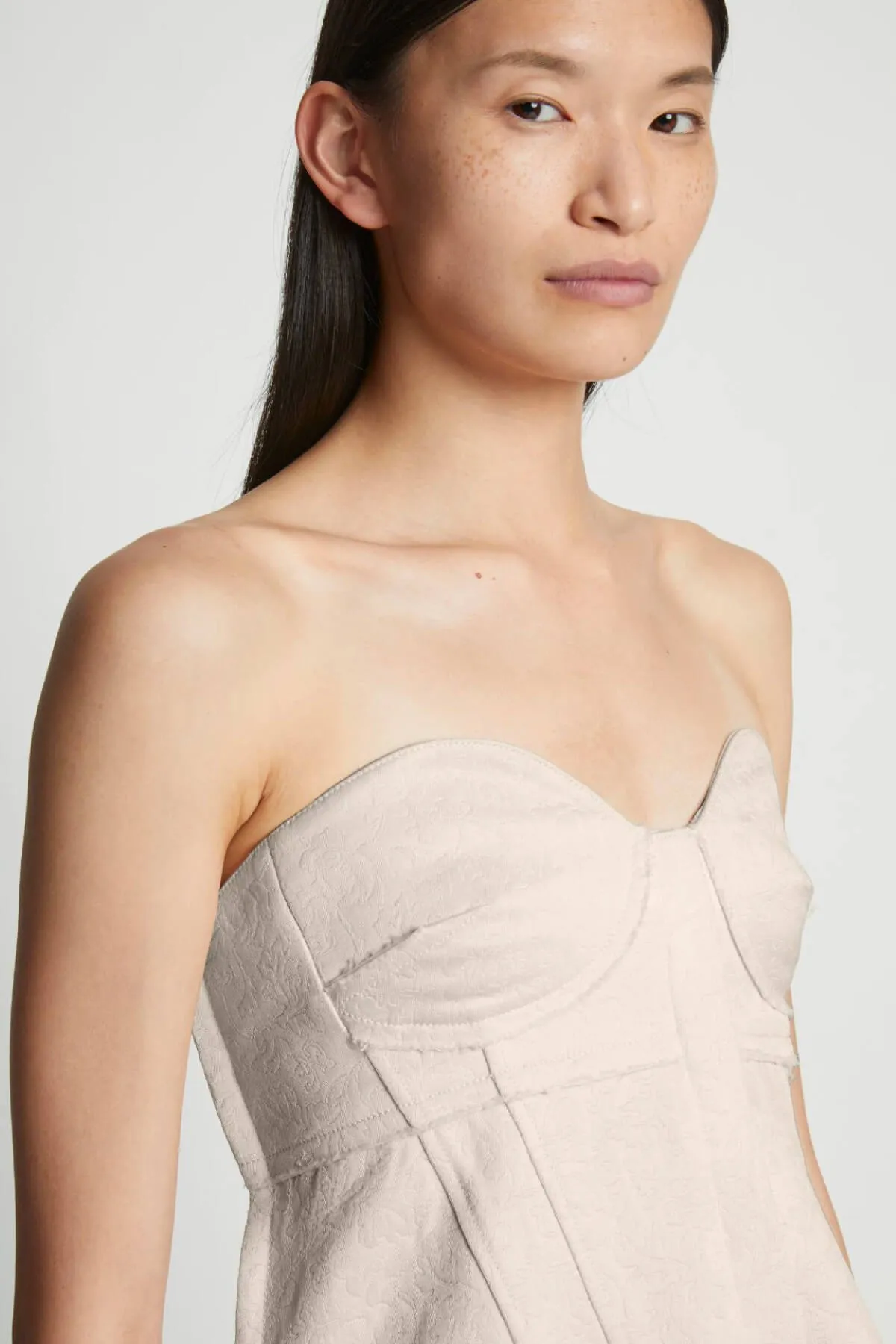 Proenza Schouler Cotton Wool Jacquard Bustier Top - Canvas