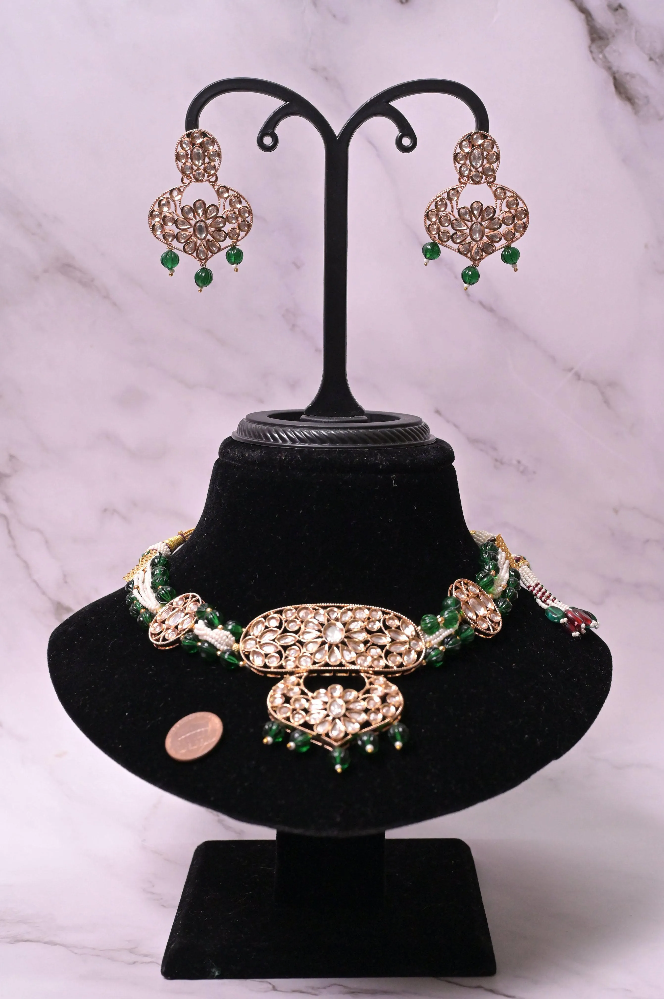 Pure Brass Metal Kundan Choker with Stone Work