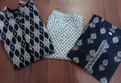 Quilted Jacket Cotton Kurti Pant Set of 3