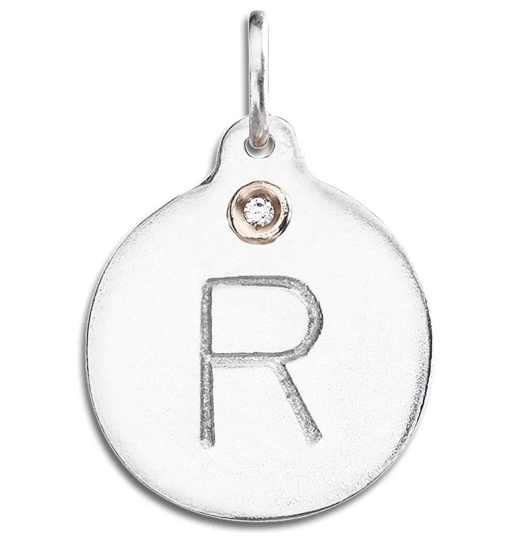 R Alphabet Charm With Diamond