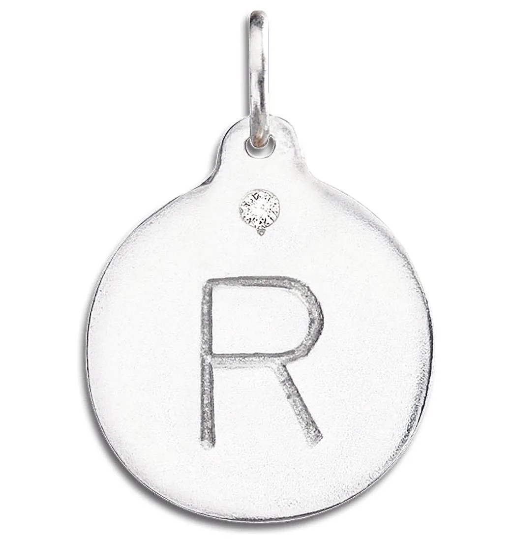 R Alphabet Charm With Diamond