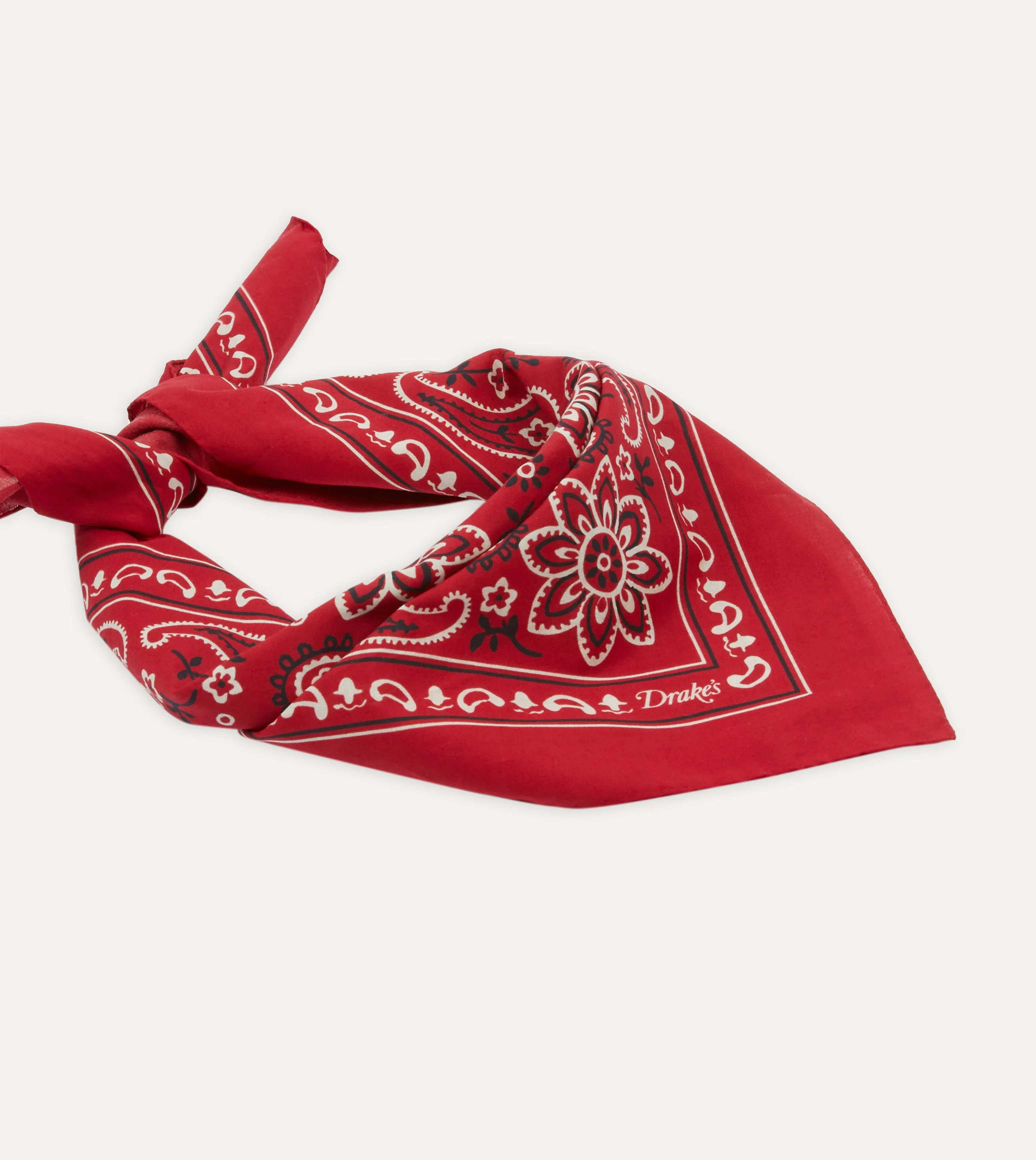 Red Paisley Print Cotton Bandana