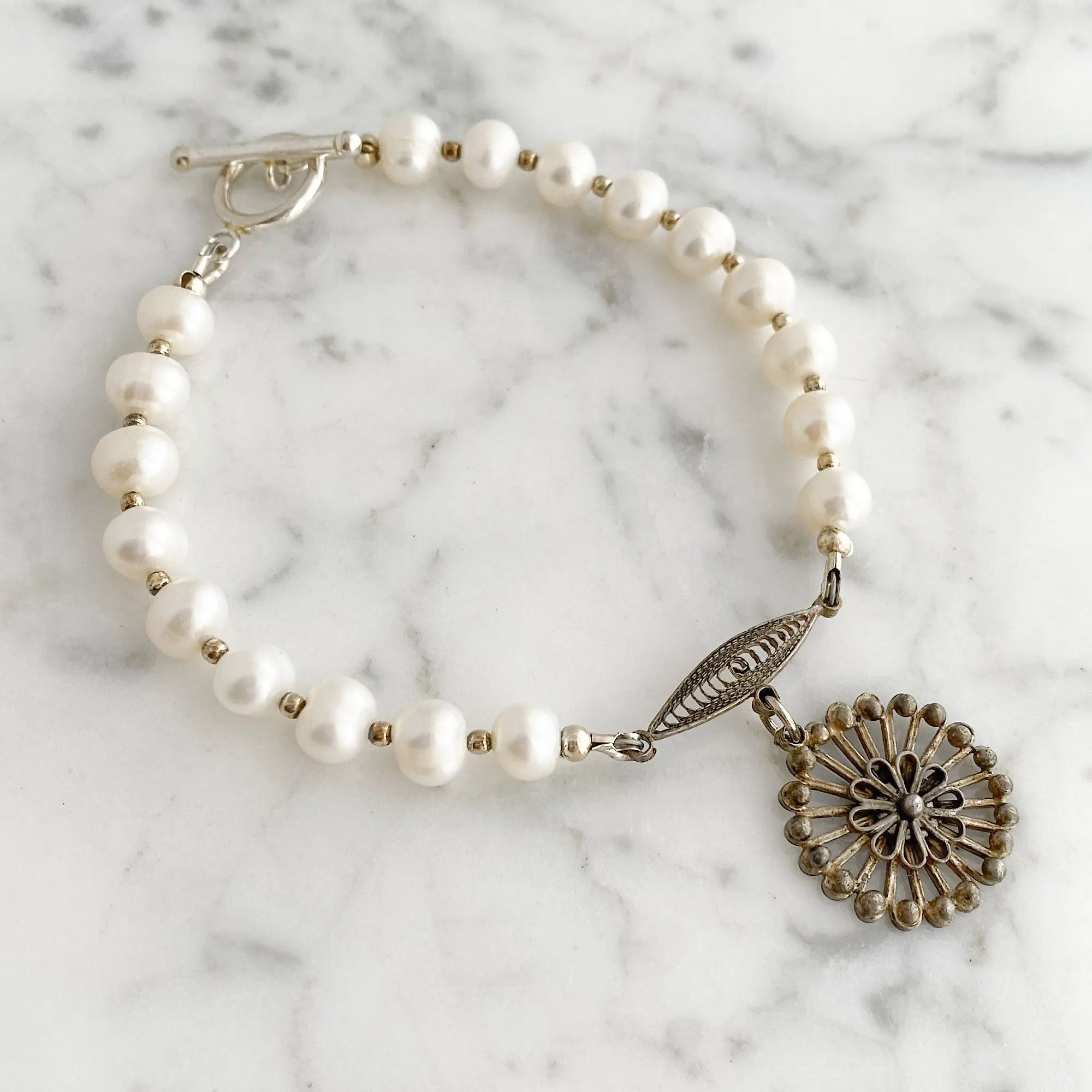 RICHELLE sterling freshwater pearl bracelet