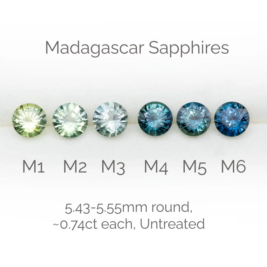 Round Cool Green 5.5mm/0.75ct Madagascar Sapphire M2 Untreated Loose Gemstone