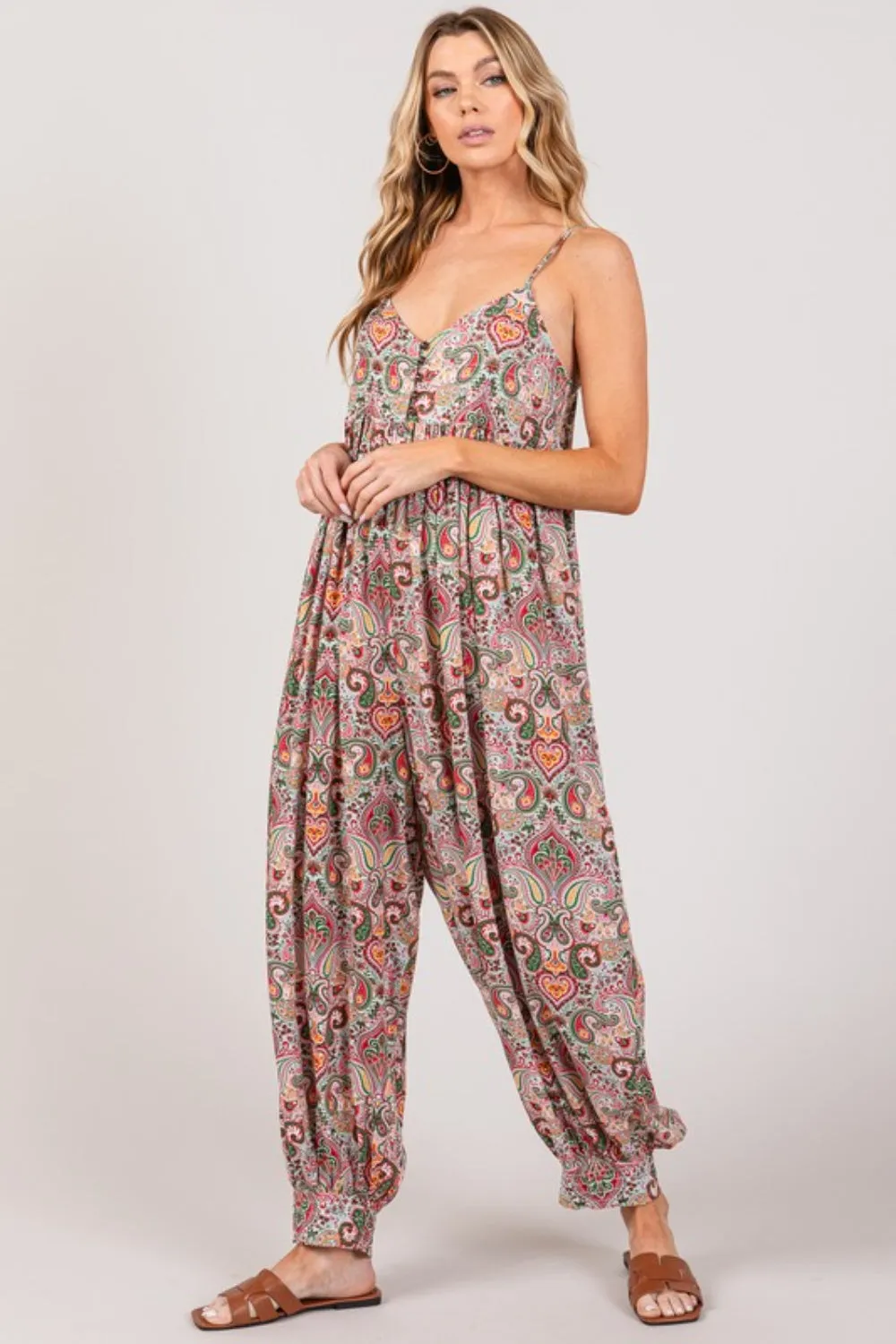 SAGE   FIG Multi Paisley Print Sleeveless Jumpsuit