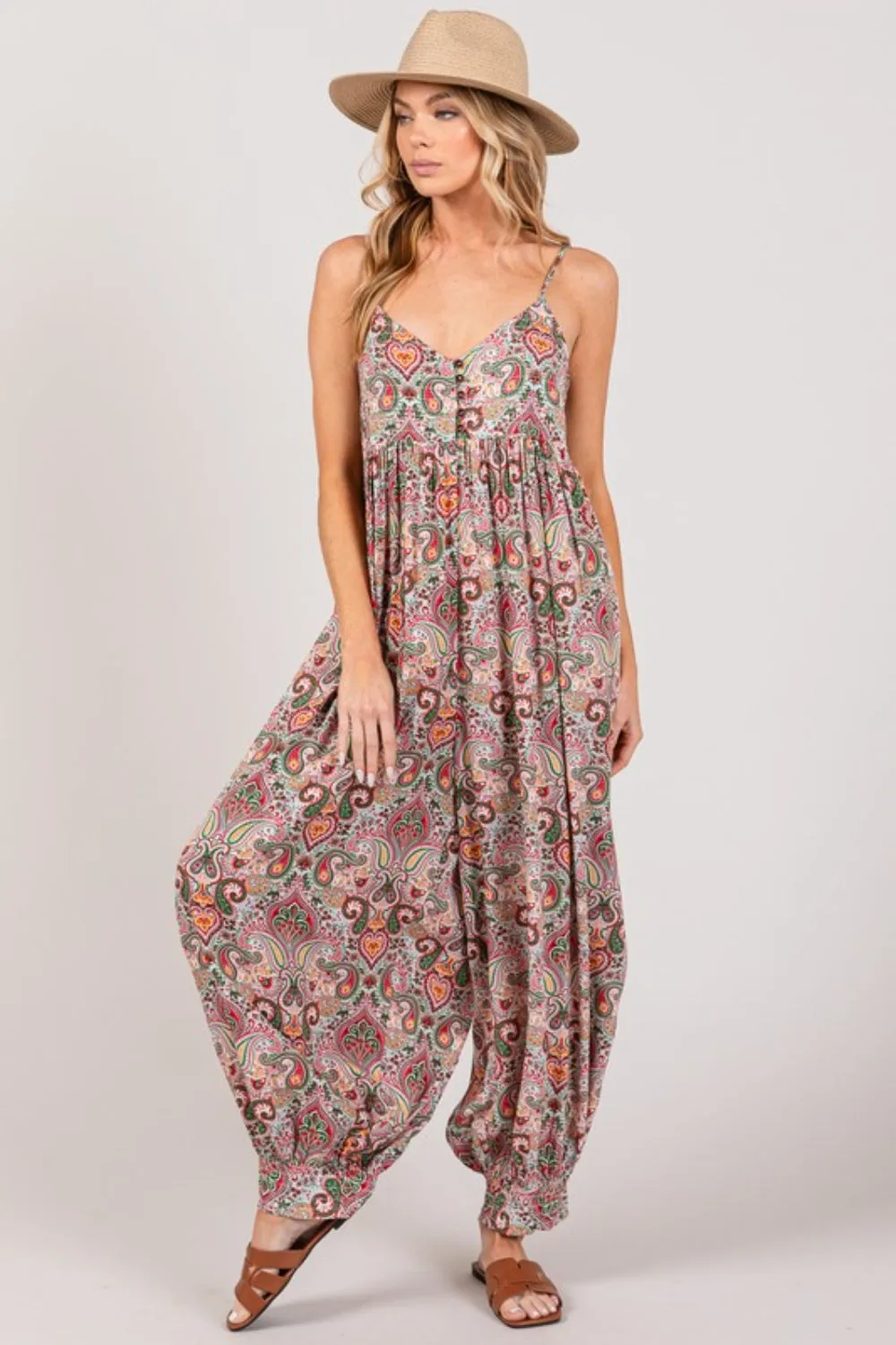 SAGE   FIG Multi Paisley Print Sleeveless Jumpsuit