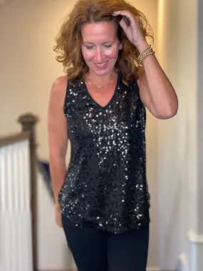 Sequin Tank in Black