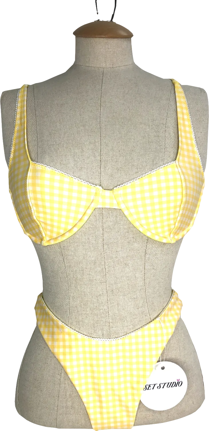 Set Studio Yellow Pamela Underwired Bikini Top & Thong Bottoms UK S