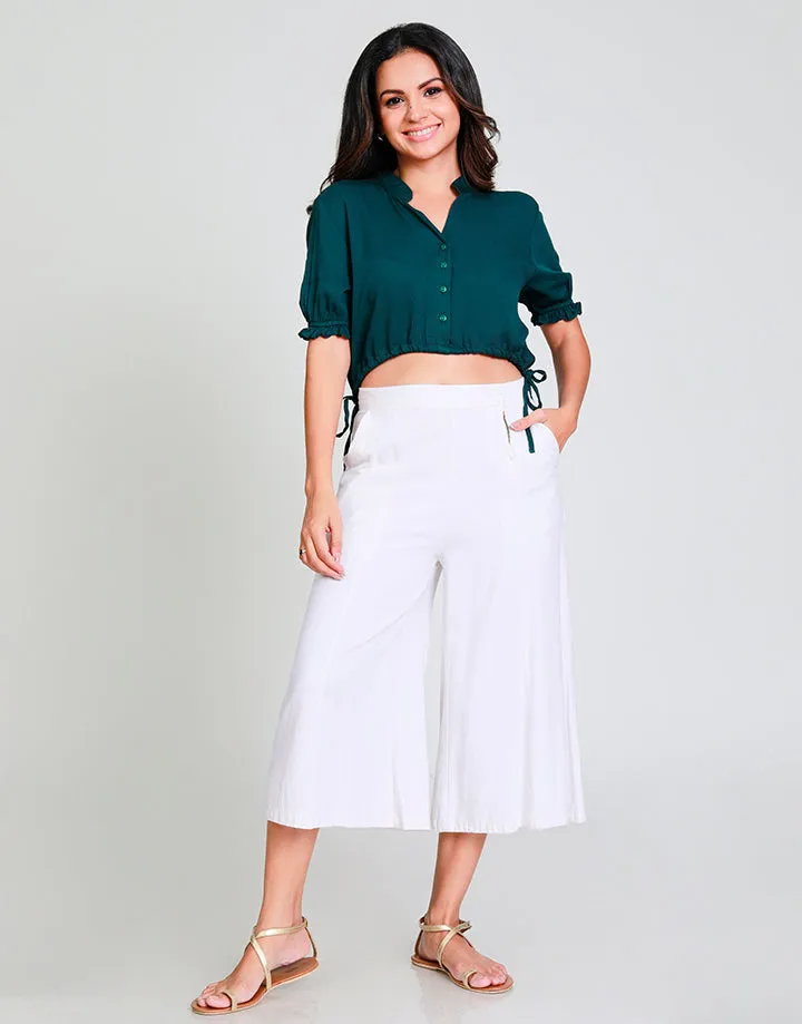 Short Sleeves Crop Top with Waist Tie