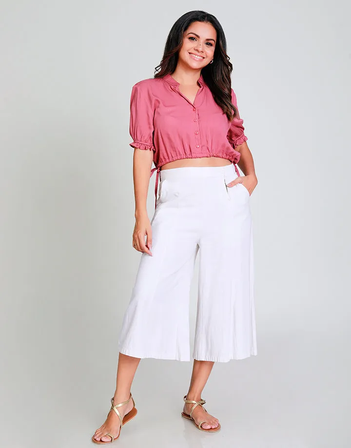 Short Sleeves Crop Top with Waist Tie