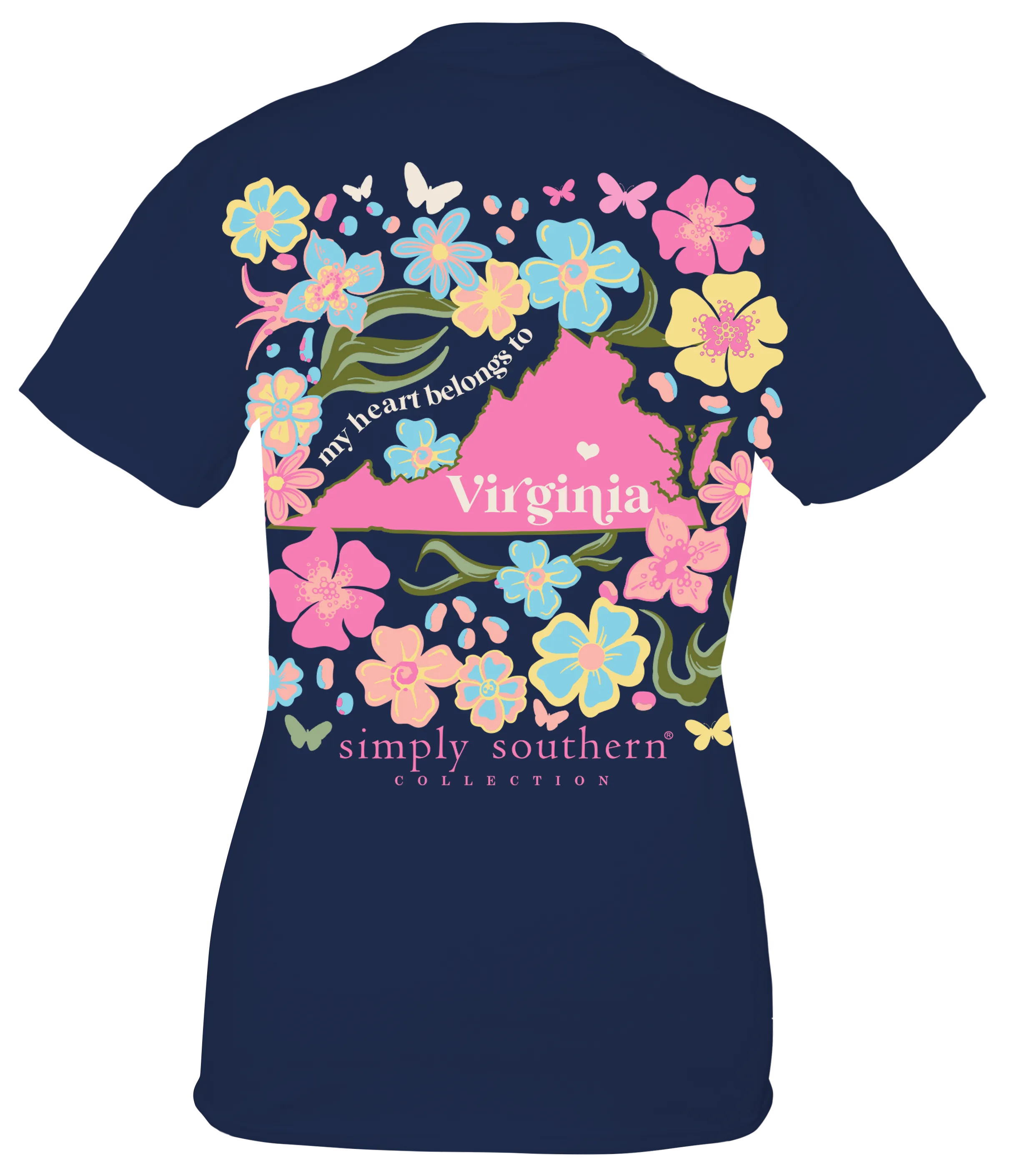 Simply Southern 'My Heart Belongs to Virginia' Floral State Tee