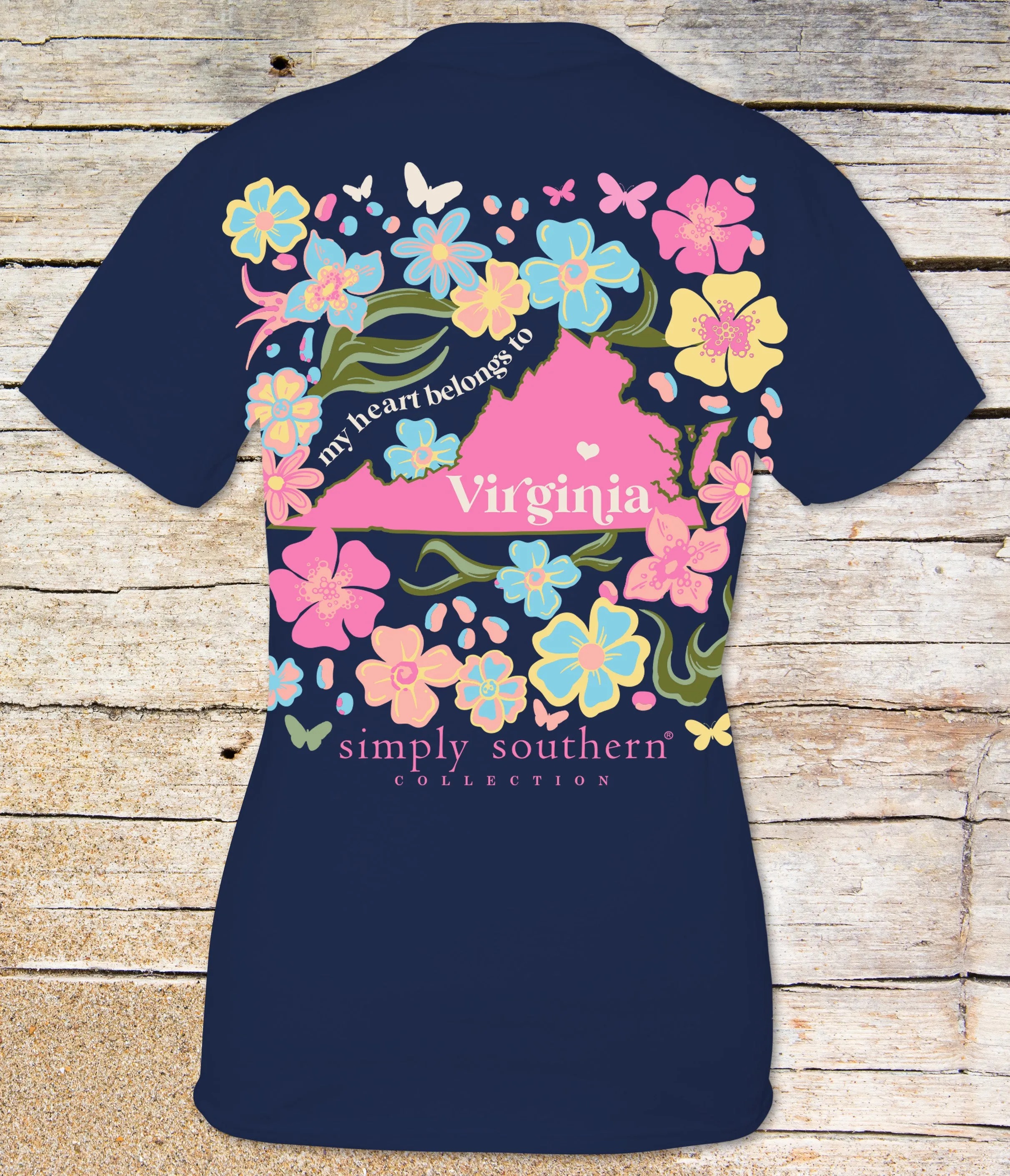 Simply Southern 'My Heart Belongs to Virginia' Floral State Tee