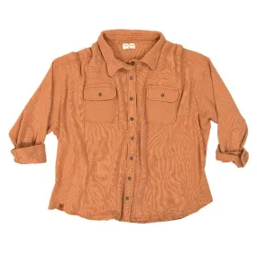 Simply Southern Oversized Waffle Shacket with Chest Pockets in Pumpkin