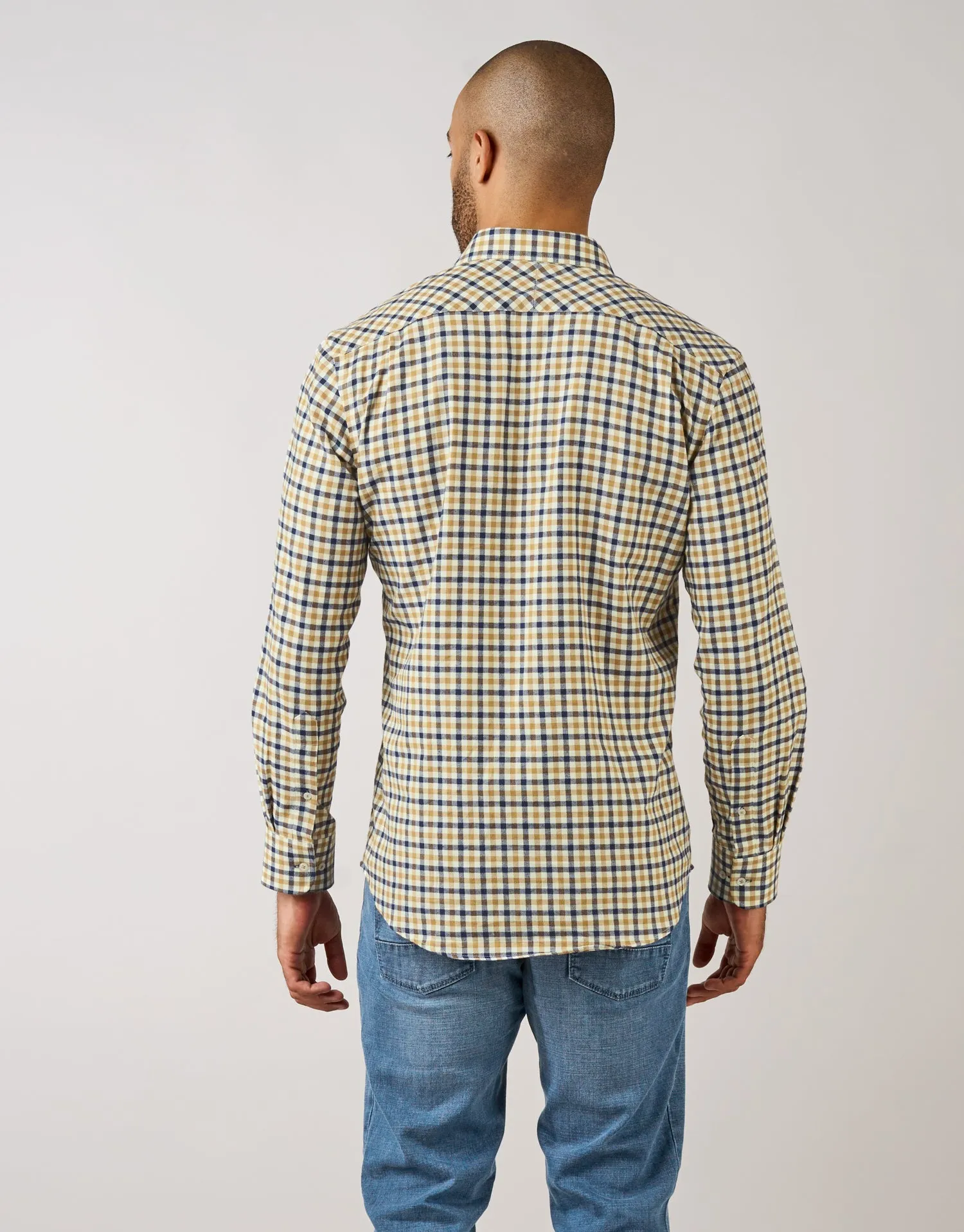 Sinatra Camel & Navy Check Flannel Shirt