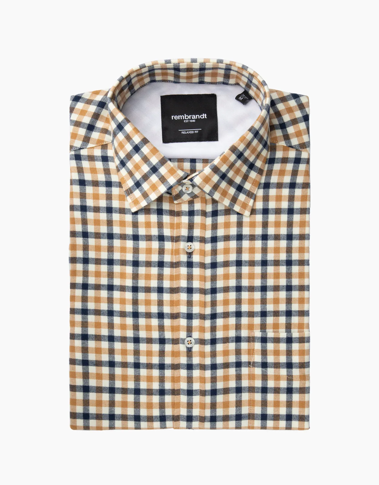 Sinatra Camel & Navy Check Flannel Shirt