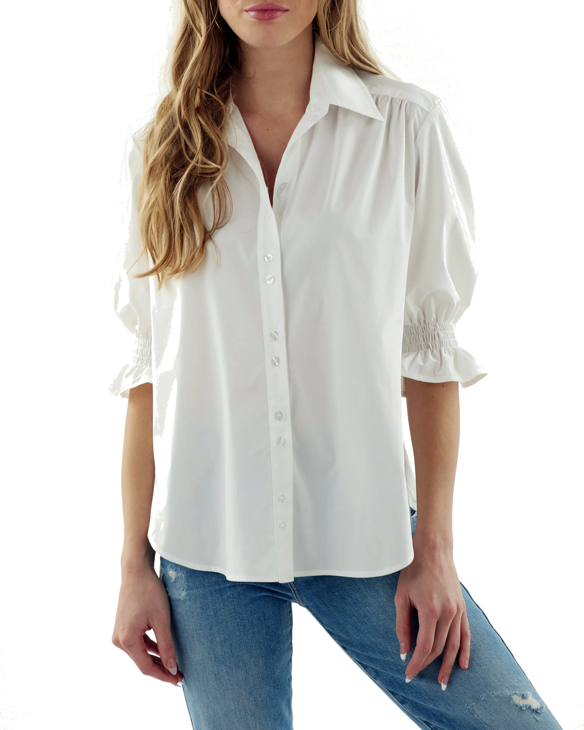 Sirena Shirt White Silky Poplin