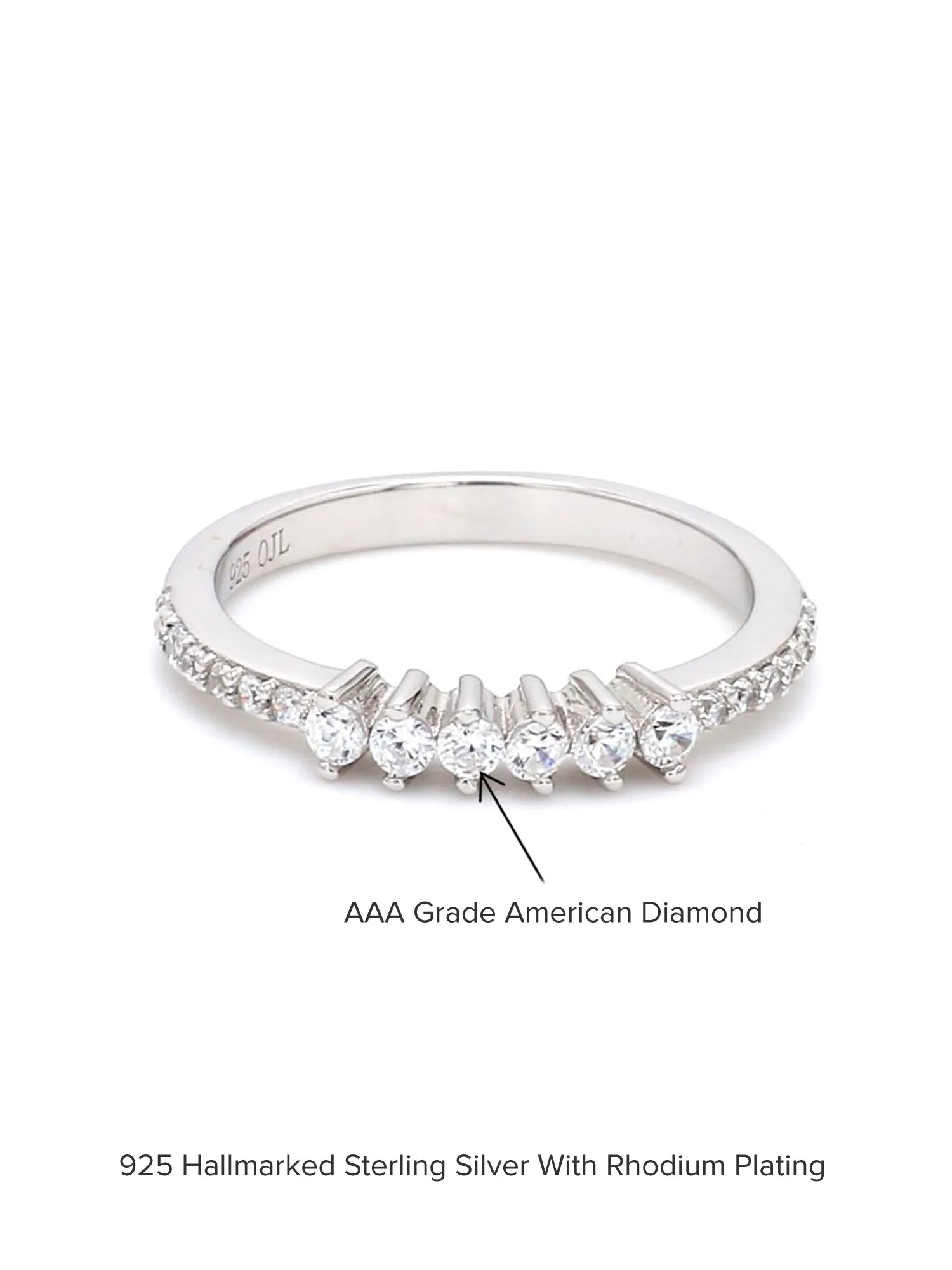 Six American Diamond 925 Silver Band Ring