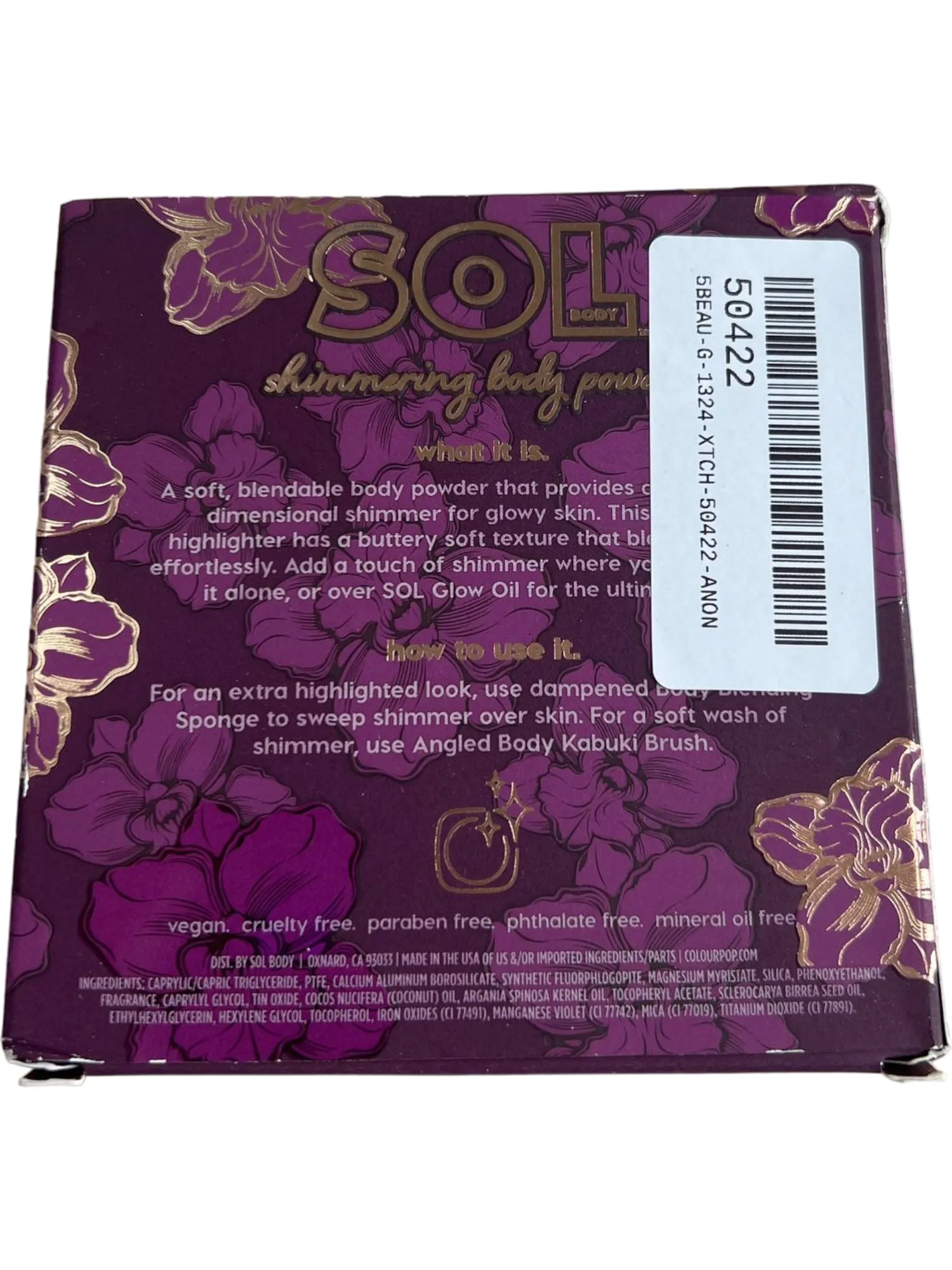 SOL Body Purple Shimmering Body Powder