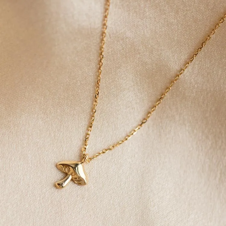 Solid Gold Mushroom Necklace