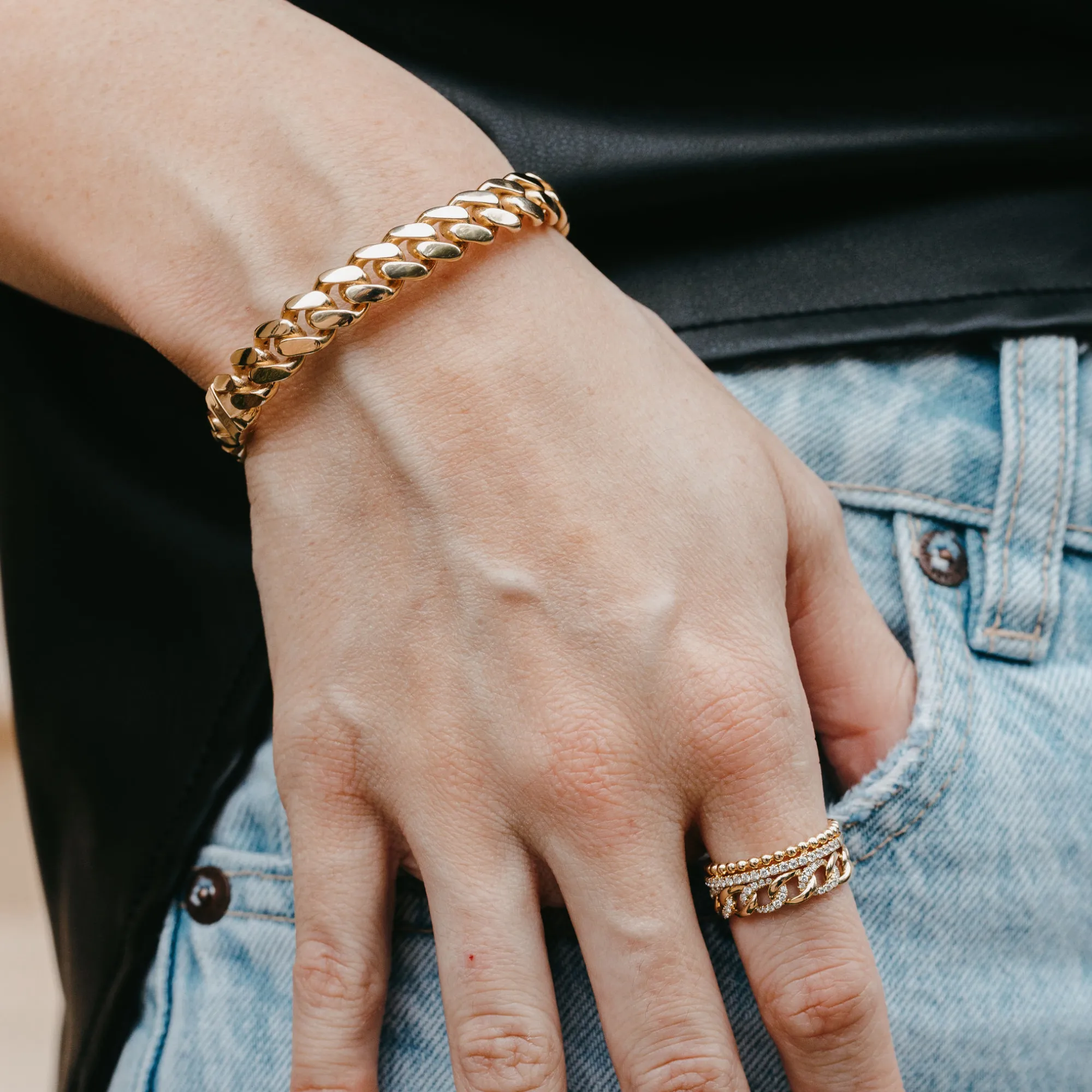 Solid Havana Link Bangle Bracelet