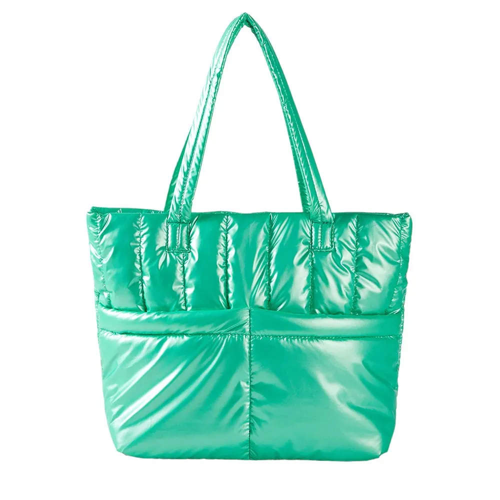 Solid Puffer Tote Shoulder Bag