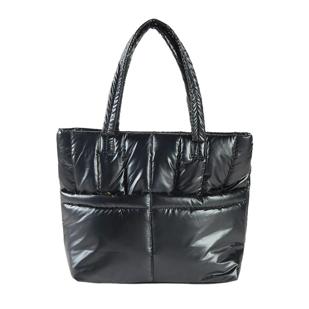 Solid Puffer Tote Shoulder Bag