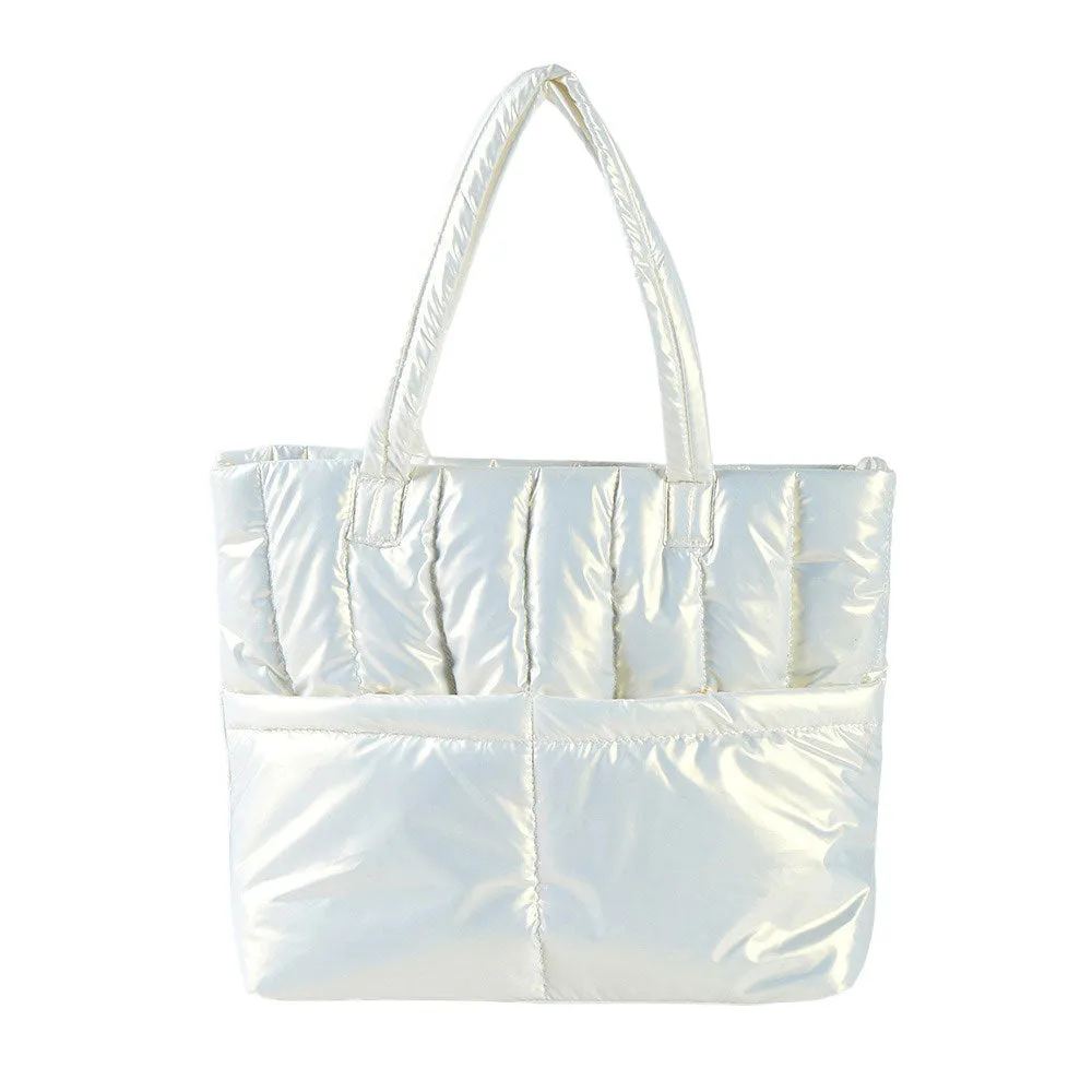 Solid Puffer Tote Shoulder Bag