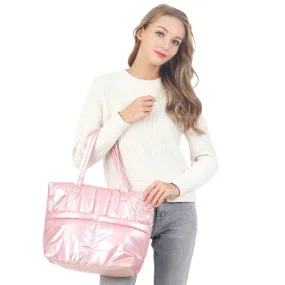 Solid Puffer Tote Shoulder Bag