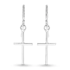 Sterling Silver Cross Hanging  Earrings