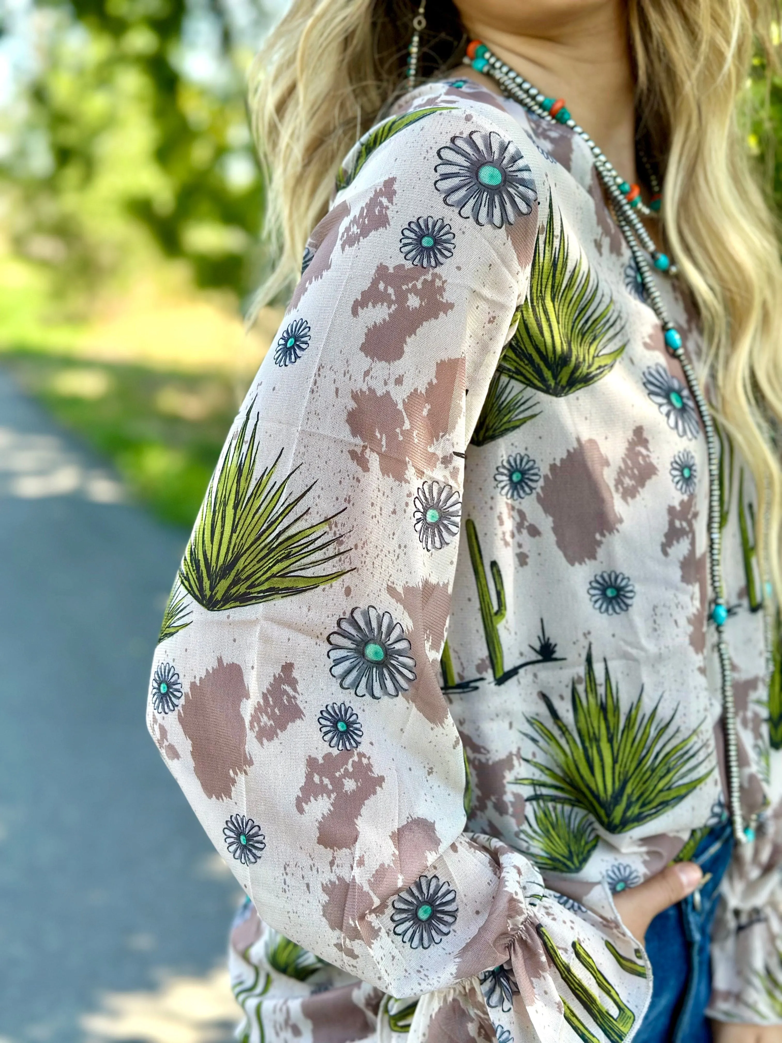 The Cactus Concho & Cow Print Pretty Top