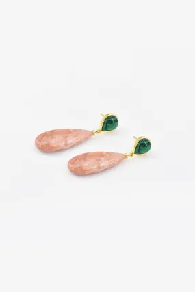 Theodora Earring in Malachite/Rose