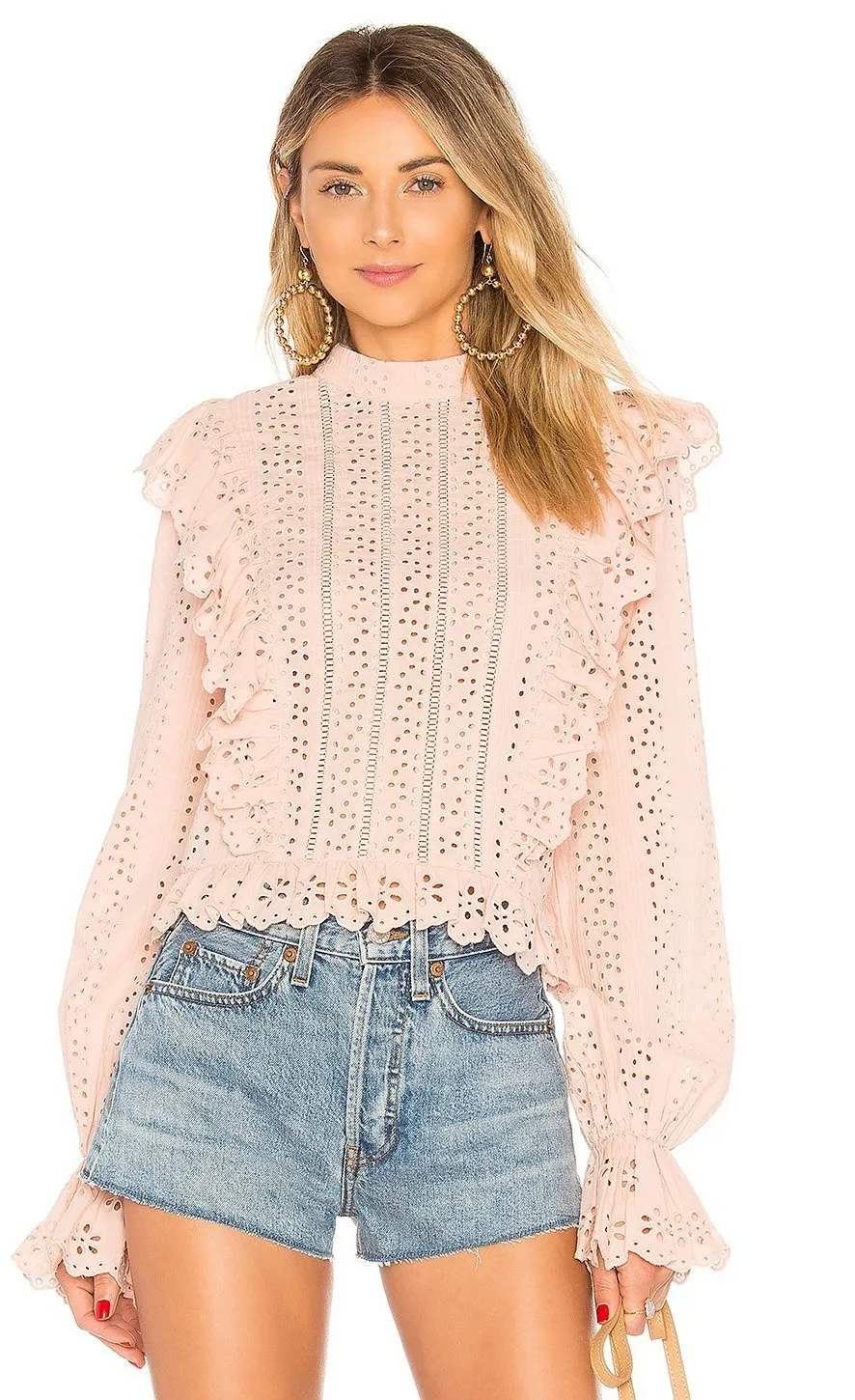 Tularosa El Segundo Eyelet Top Pink