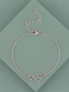 Two Hearts In Love Silver Bracelet