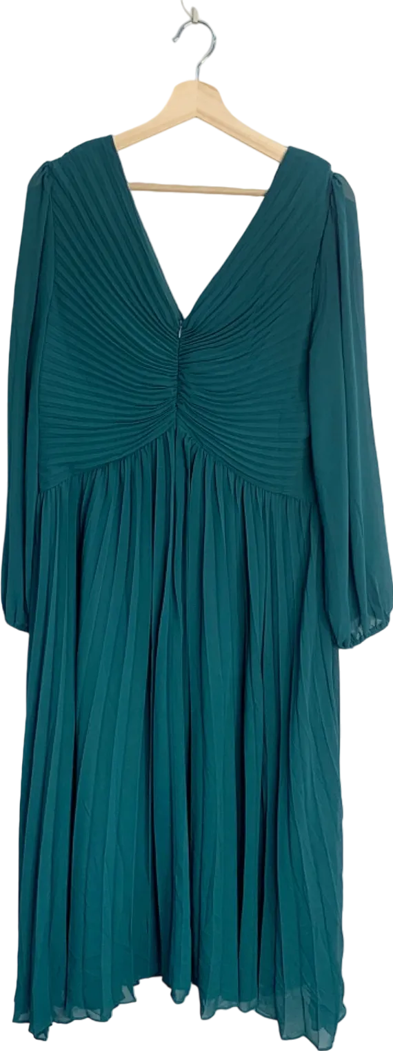 V by Very Teal Pleated Midi Dress UK Size 18