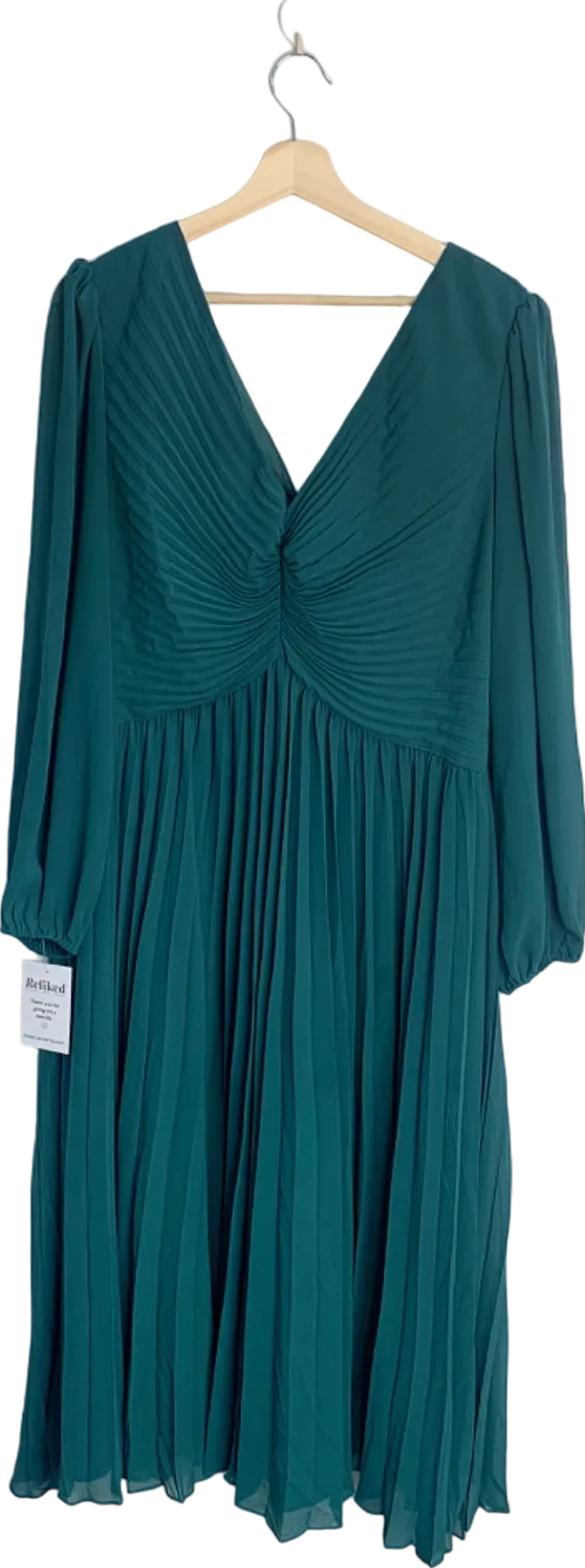 V by Very Teal Pleated Midi Dress UK Size 18