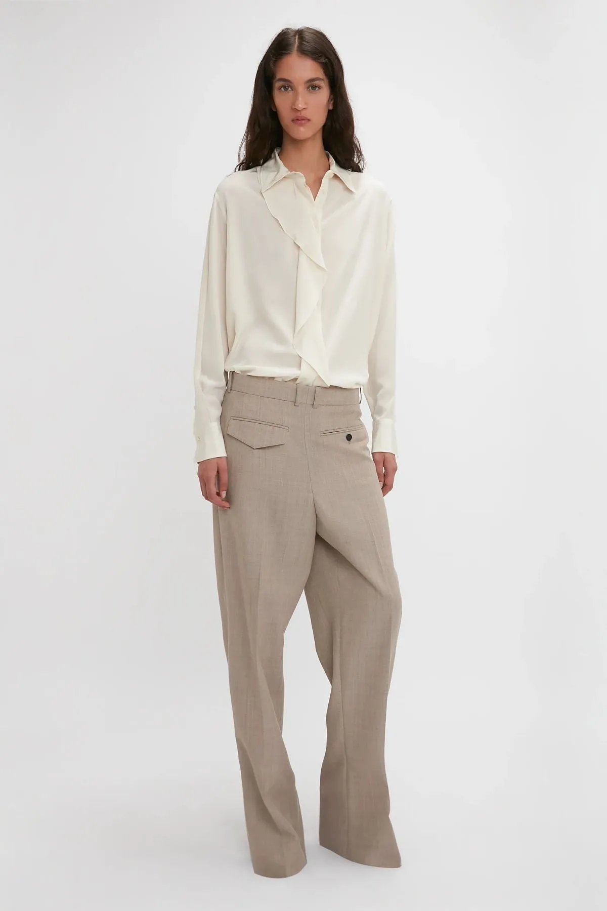 Victoria Beckham Asymmetric Ruffle Blouse - Ivory