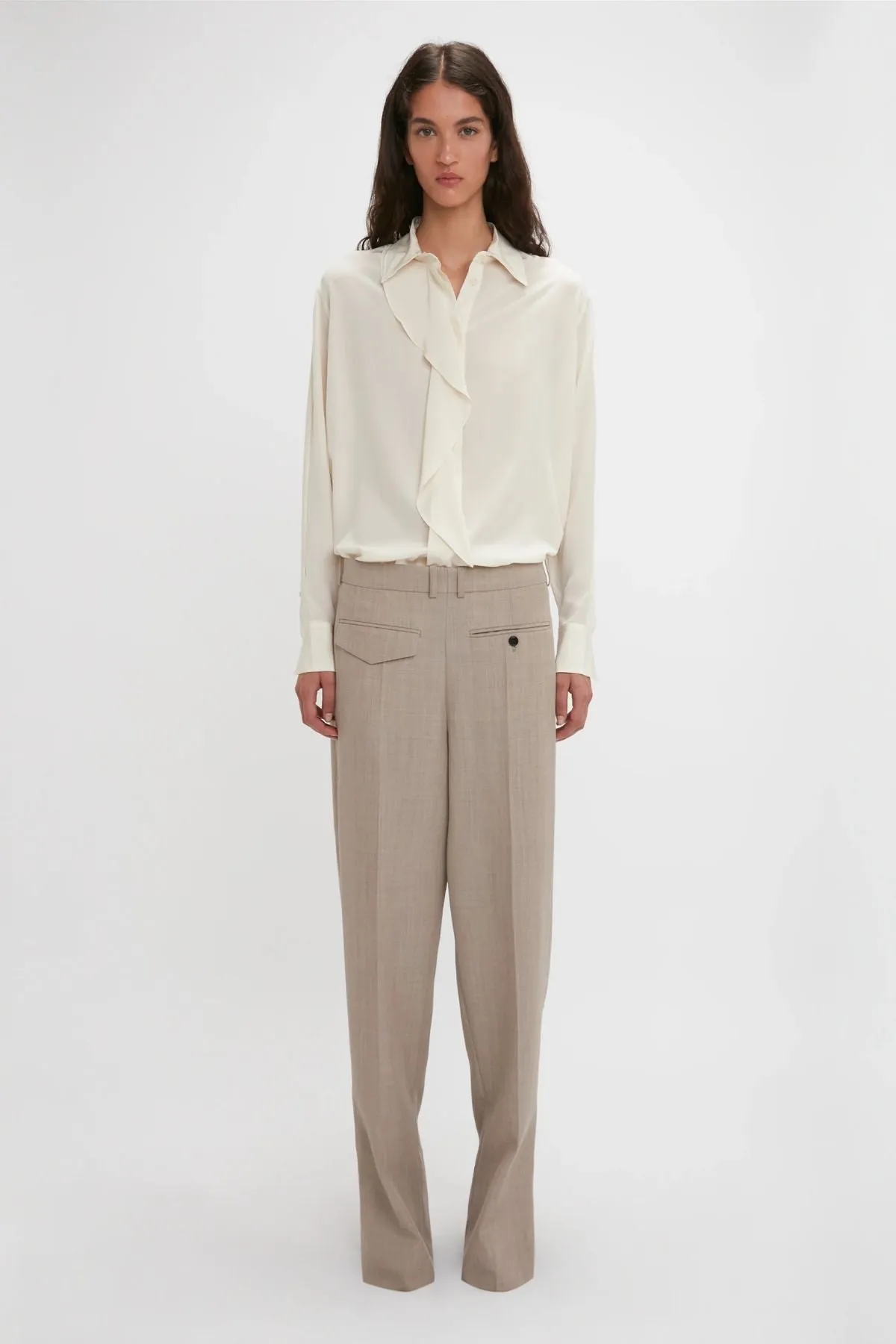 Victoria Beckham Asymmetric Ruffle Blouse - Ivory