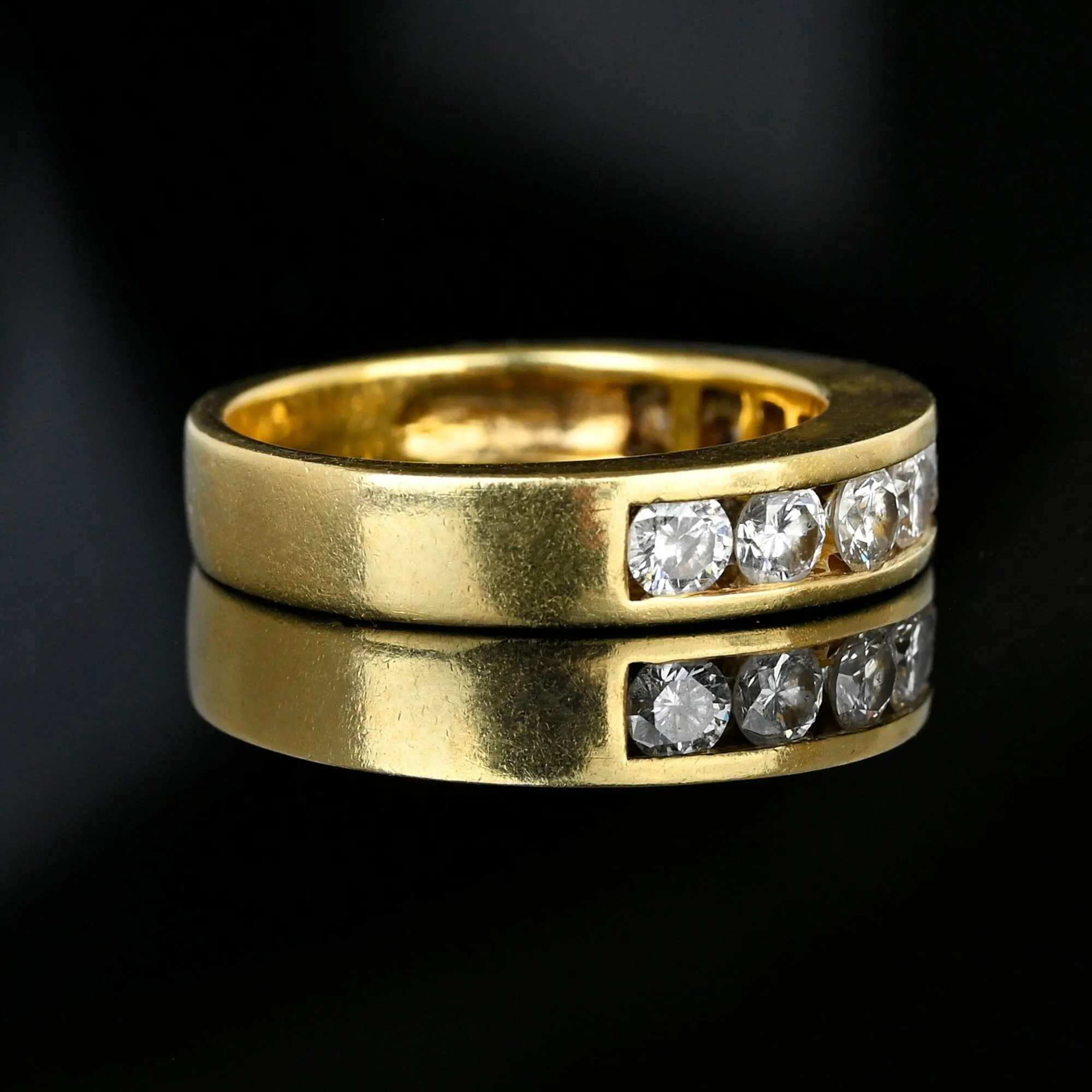 Vintage 1 Carat Diamond Half Eternity Ring Band in 14K Gold