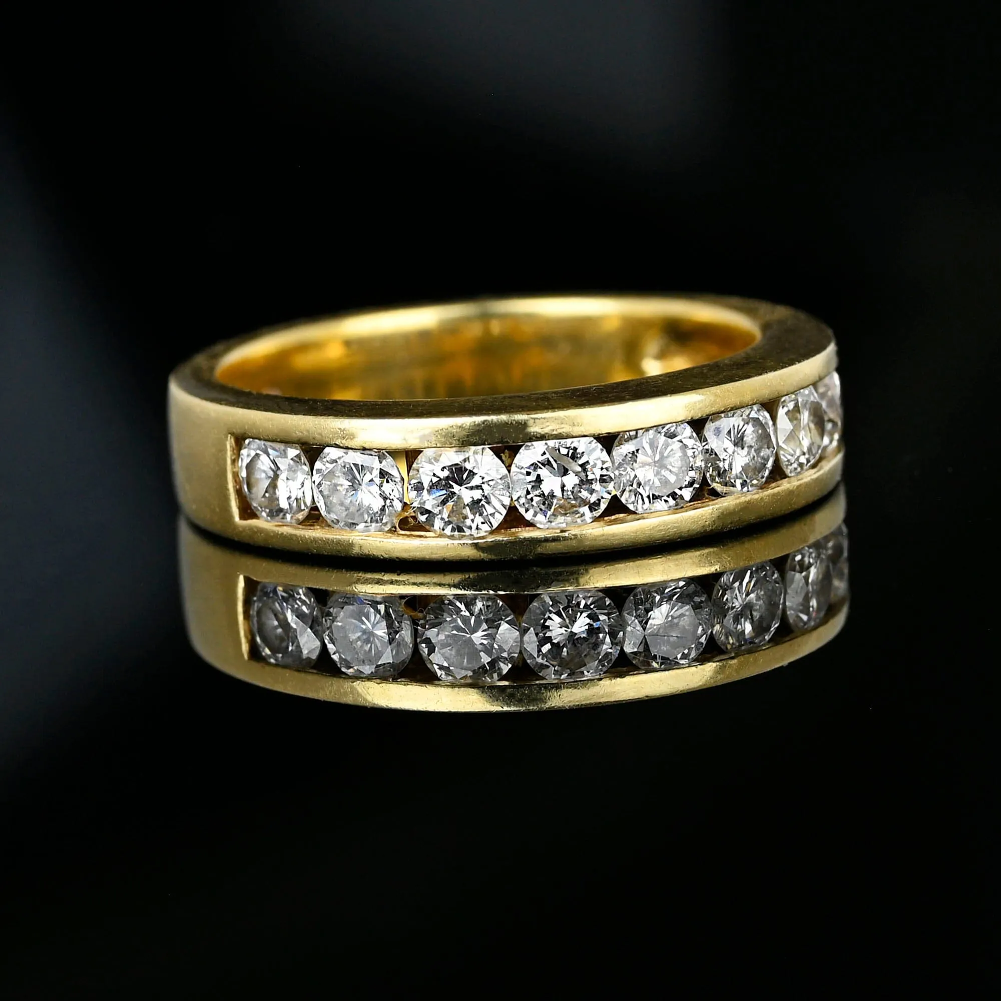 Vintage 1 Carat Diamond Half Eternity Ring Band in 14K Gold