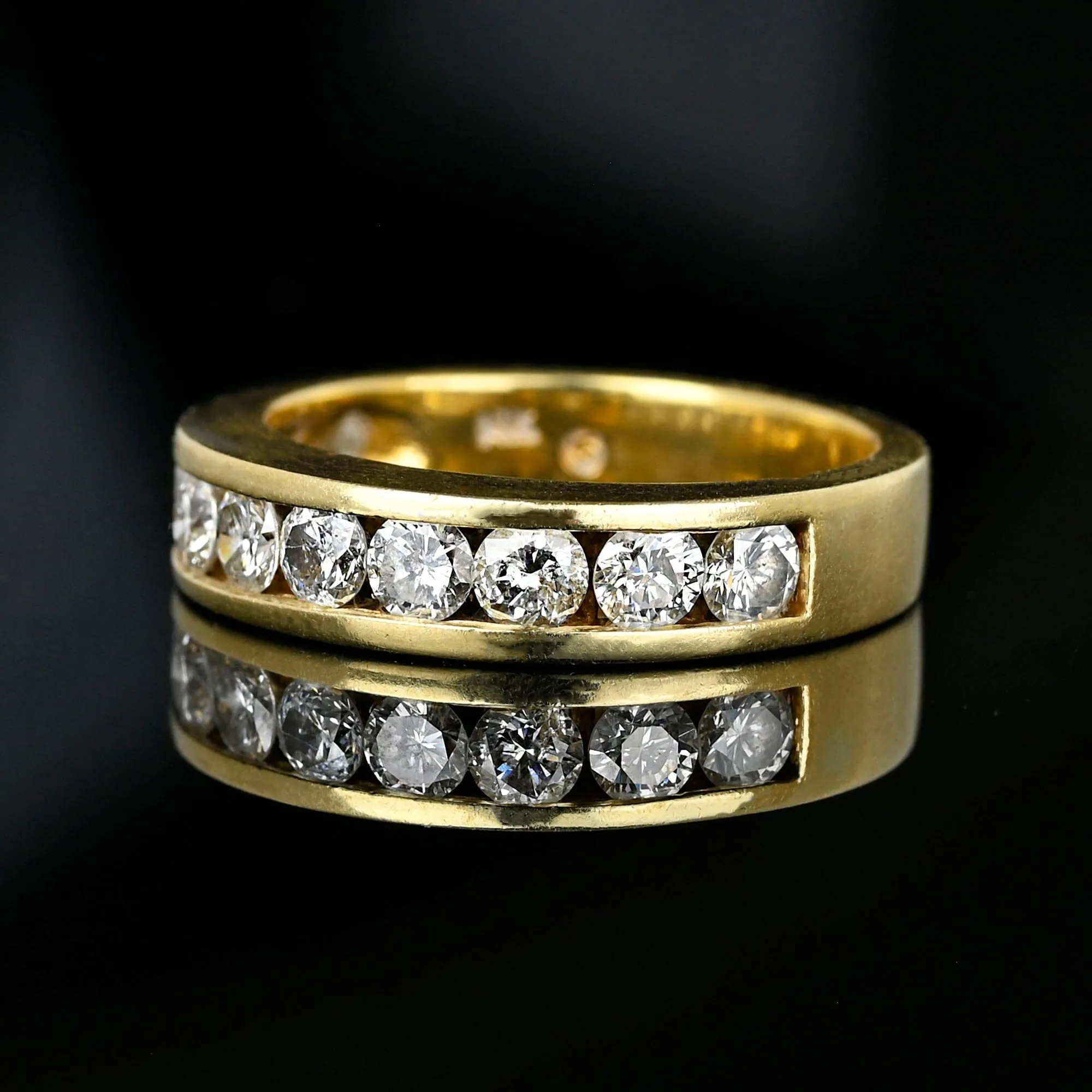 Vintage 1 Carat Diamond Half Eternity Ring Band in 14K Gold