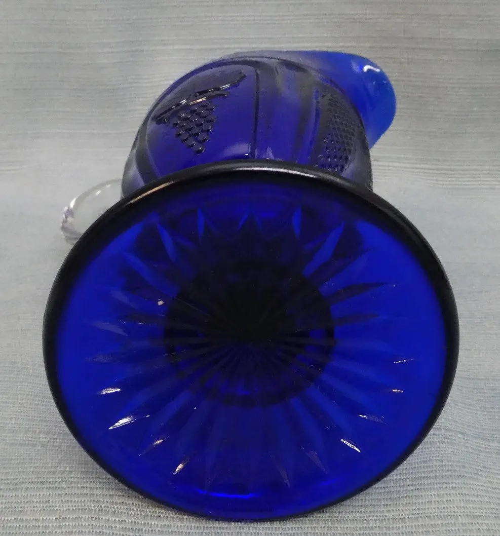 Vintage Cobalt Pressed Glass Footed Pitcher by Imperial Glass Co.