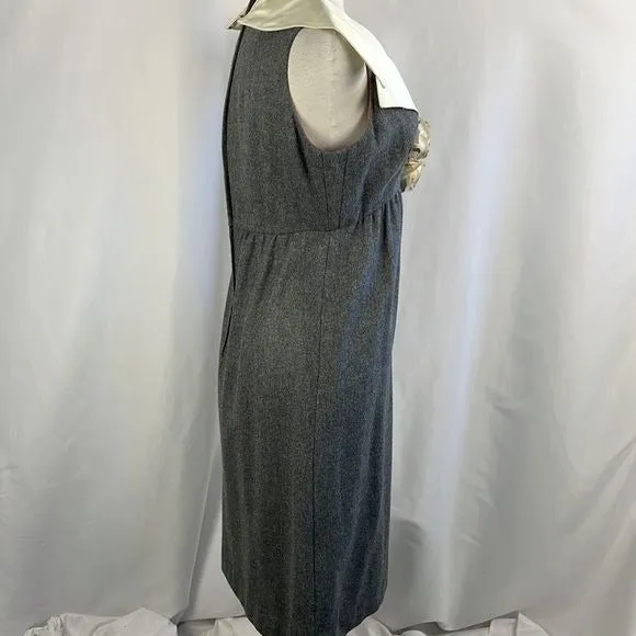 Vintage Grey Wool w Flowers Dress