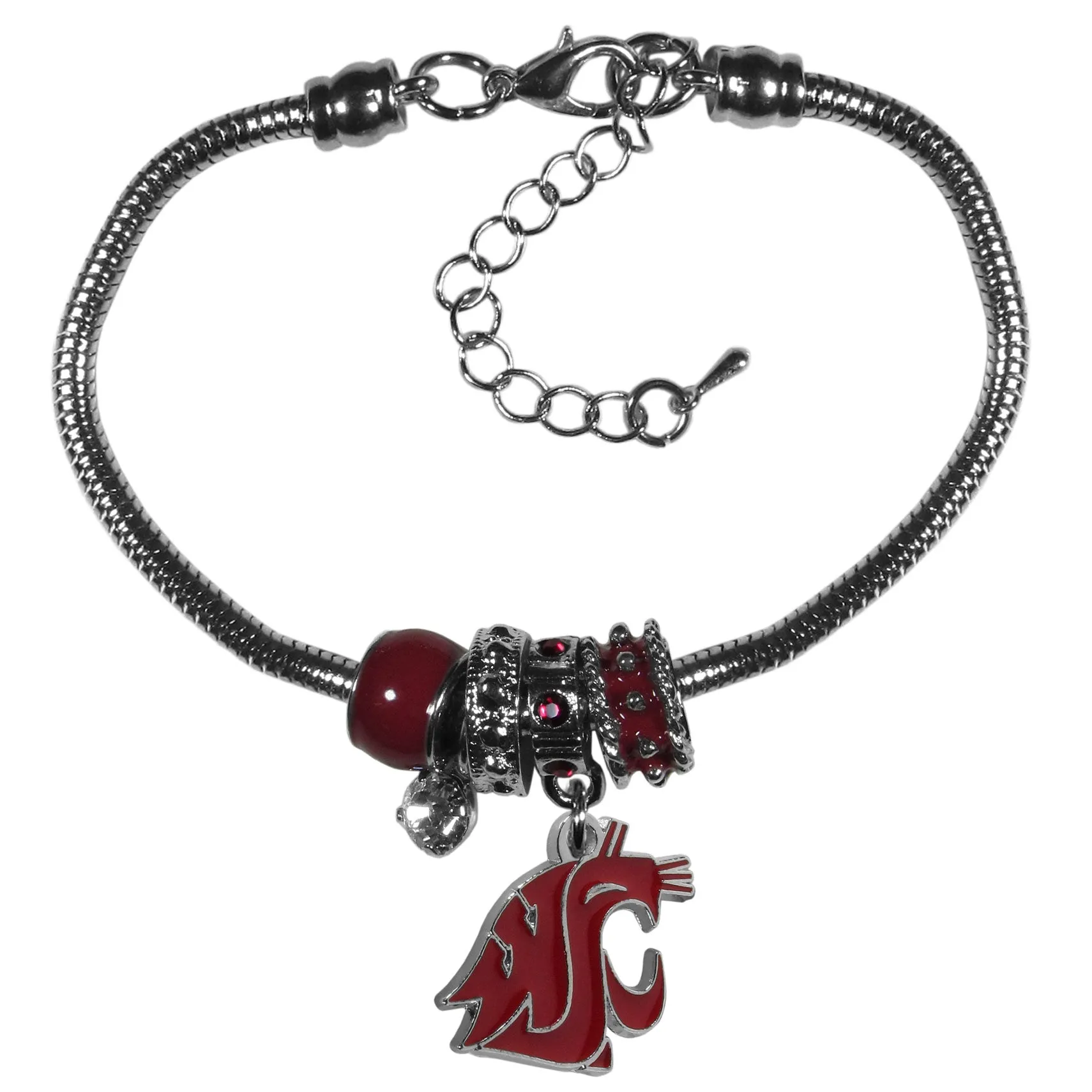 Washington St. Cougars Euro Bead Bracelet