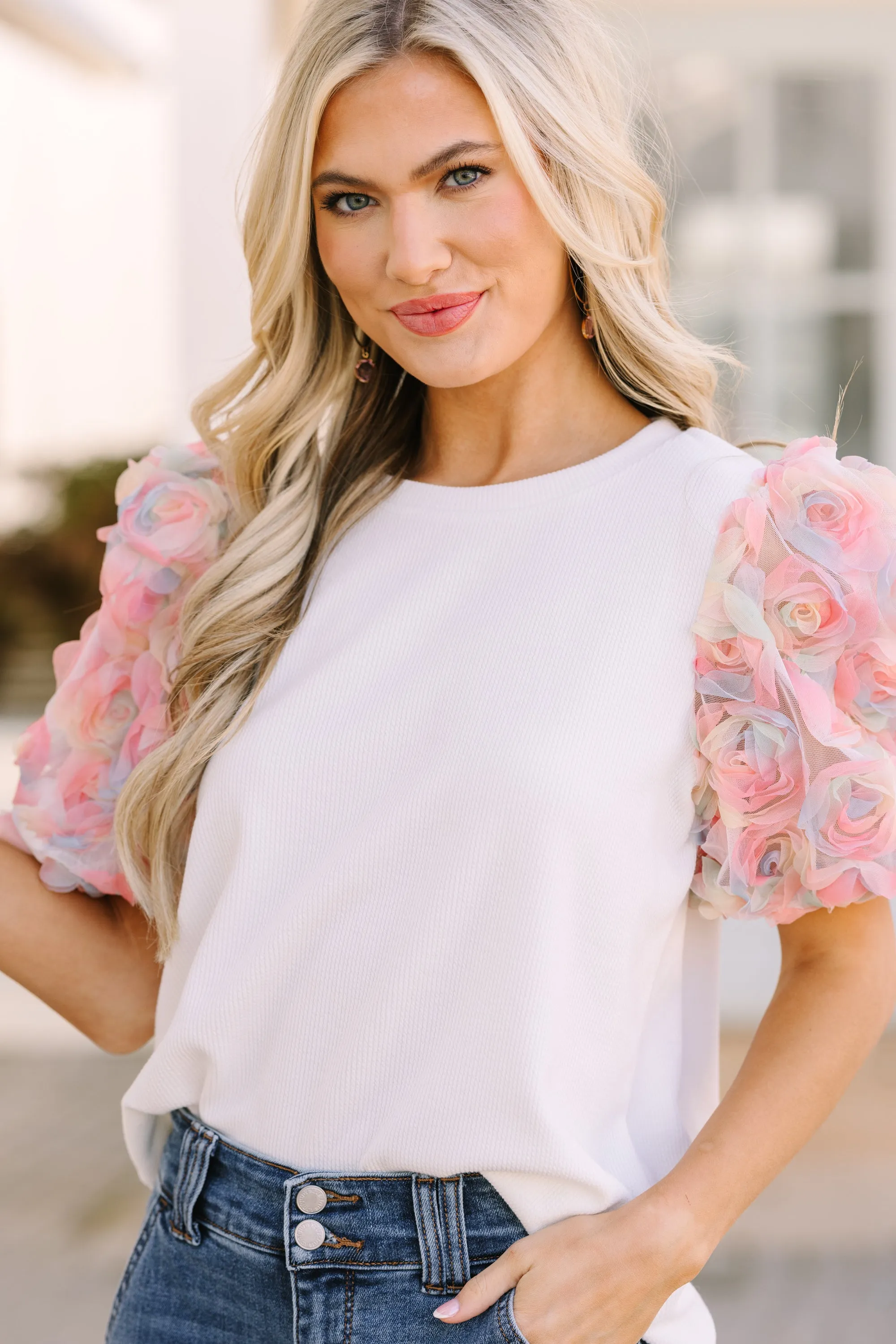 Who You Are White Floral Puff Sleeve Blouse