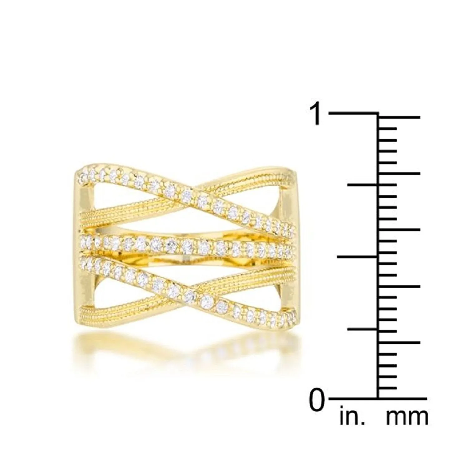 WildKlass 0.57ct CZ 14k Gold Plated Wide Cocktail Cable Ring