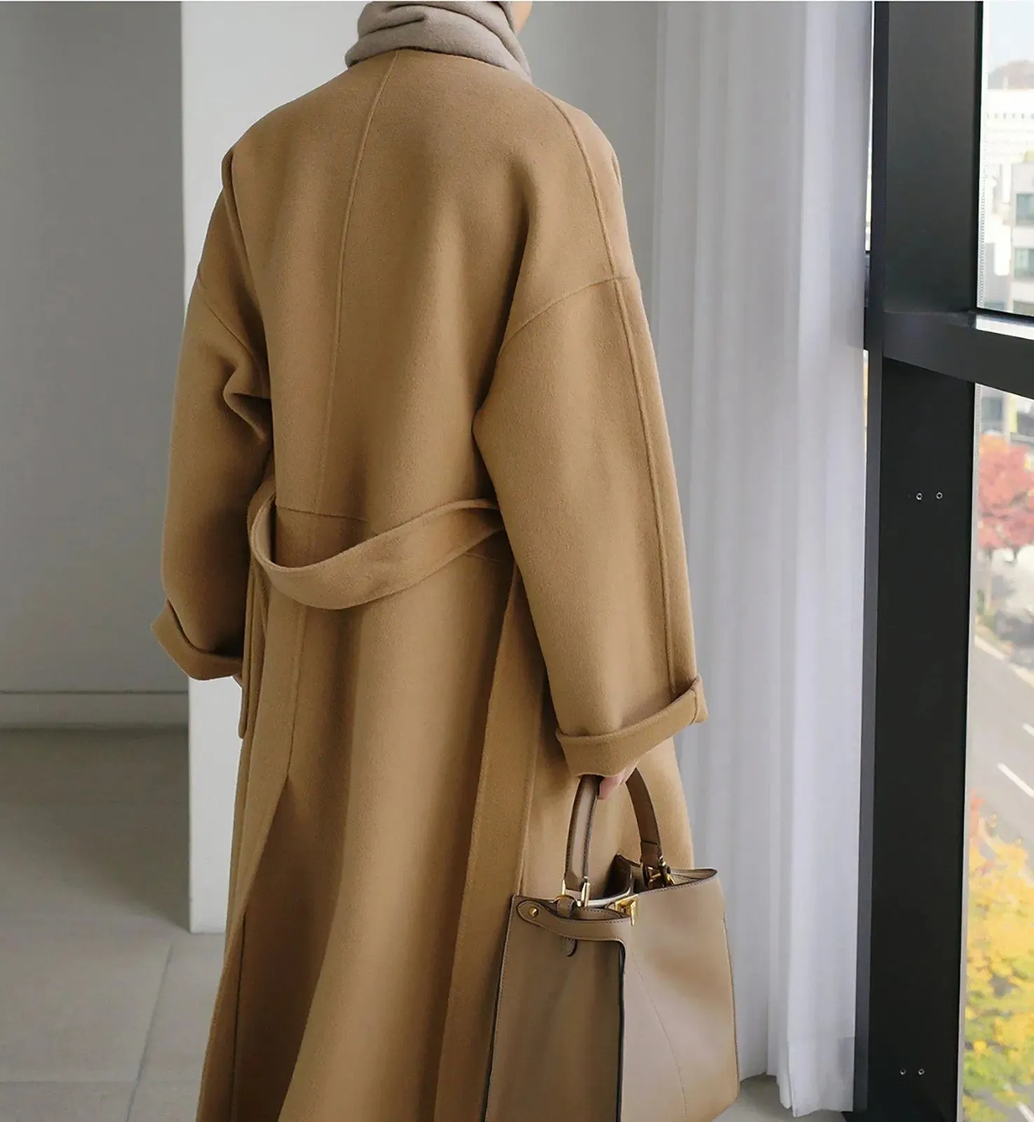 Women's wrap wool long coat,Camel long wool coat,Black Long wool coat,Oversize wool coat,Wool Overcoat,belted wool coat,Winter wool coat